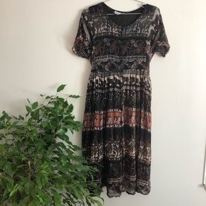 SOLD • cotton gauze block print midi dress